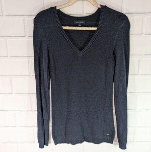 Tommy Hilfiger Navy Sparkly V Neck Sweater